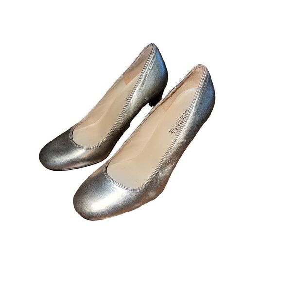 Michael Kors Gold Metallic Leather Pumps With Wooden Heel  Size 7M - Picture 3 of 13